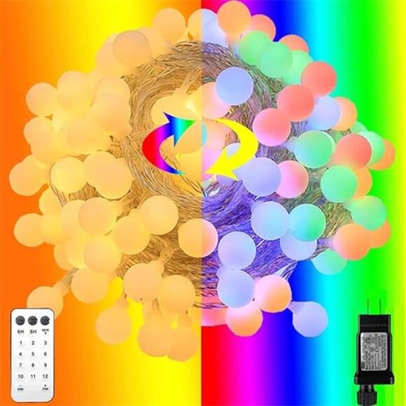 Globe String Lights,Multicolor 65.6 Feet 150 led 11 Lighting Modes Fairy String - Picture 8 of 8